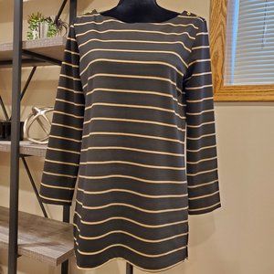 Jones New York Signature Black/Tan Stripe Top